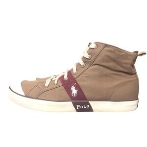 Polo Ralph Lauren Conrad Brown/Tan Canvas High Top VTG Sneakers Shoes Size 12D